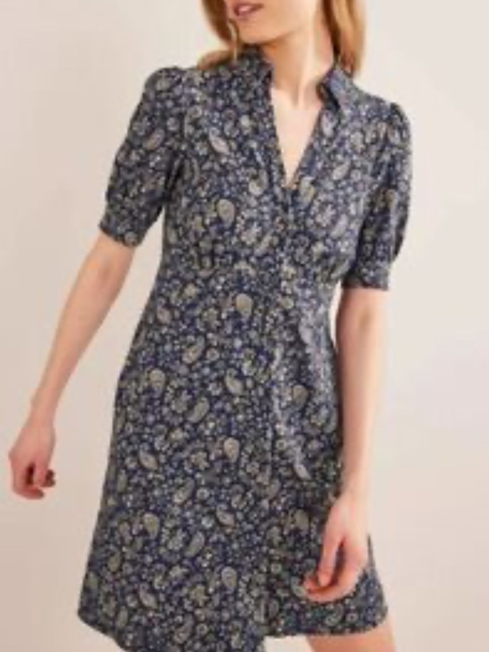 Boden Navy Paisley Shirt Dress size 6